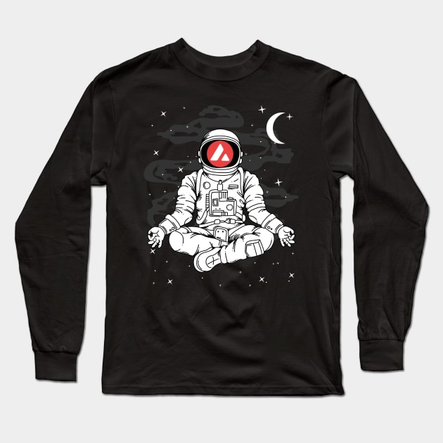 Astronaut Yoga Avalanche AVAX Coin To The Moon Crypto Token Cryptocurrency Blockchain Wallet Birthday Gift For Men Women Kids Long Sleeve T-Shirt by Thingking About